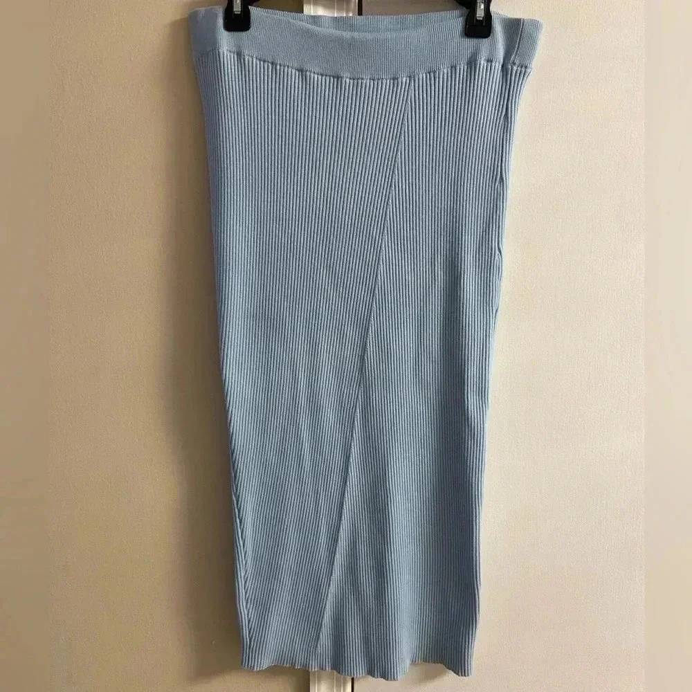 Favorite Daughter the Lena ribbed knit skirt midi baby blue cashmere blend‎ XL